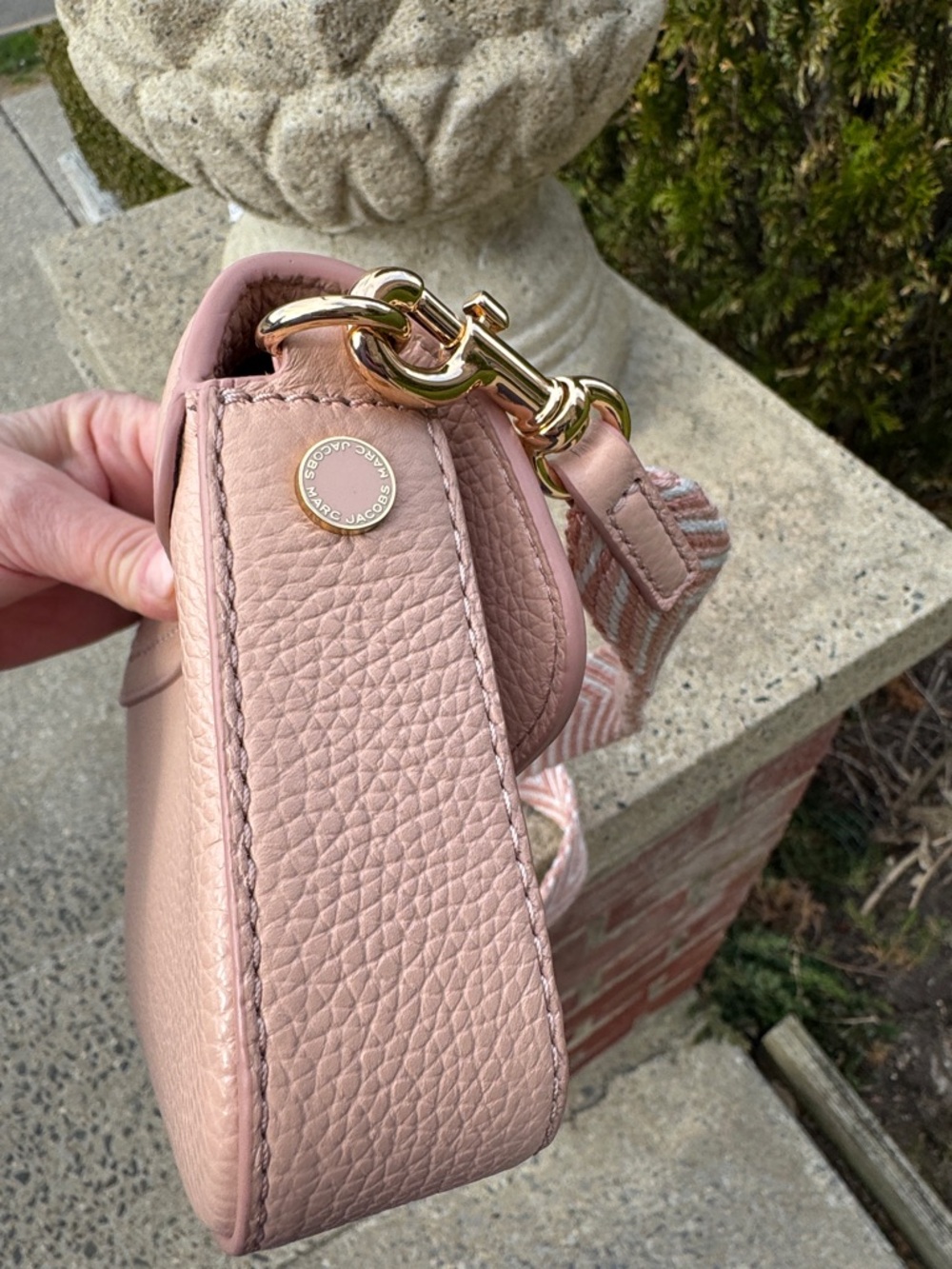 Marc Jacobs Dusty Pink Pebbled Leather Crossbody with Patterned Strap - Picture 9 of 11